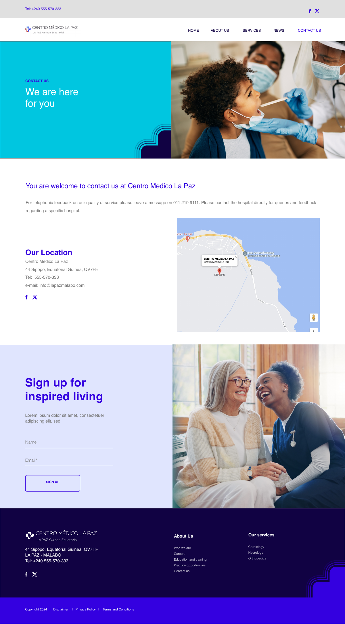 Contact / location & enquiries page design