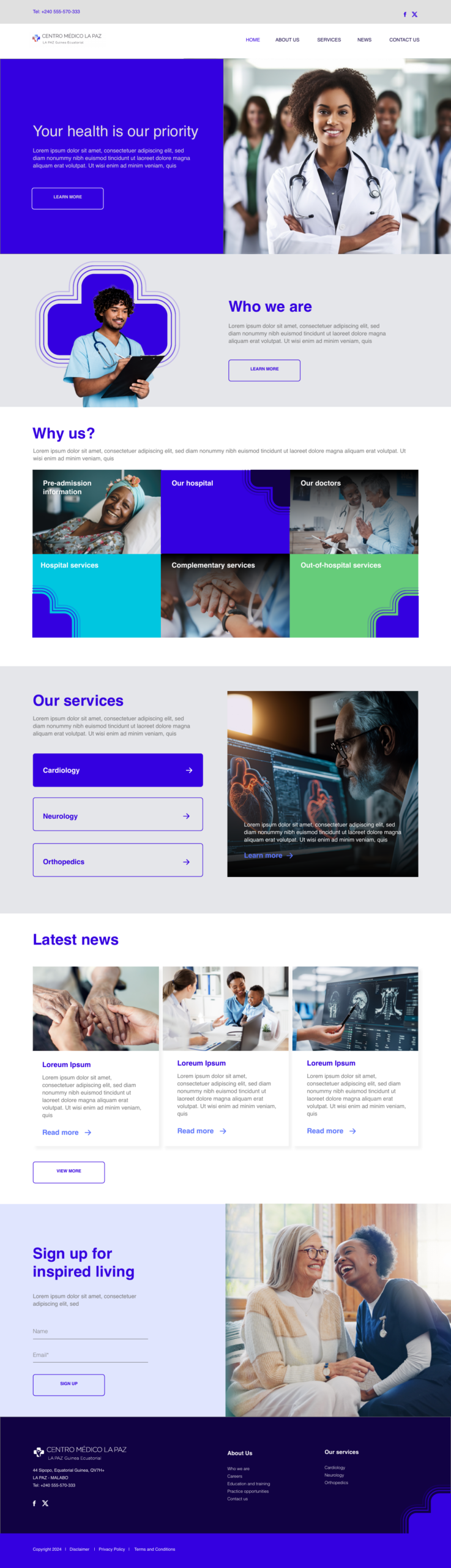 Centro Medico La Paz homepage design