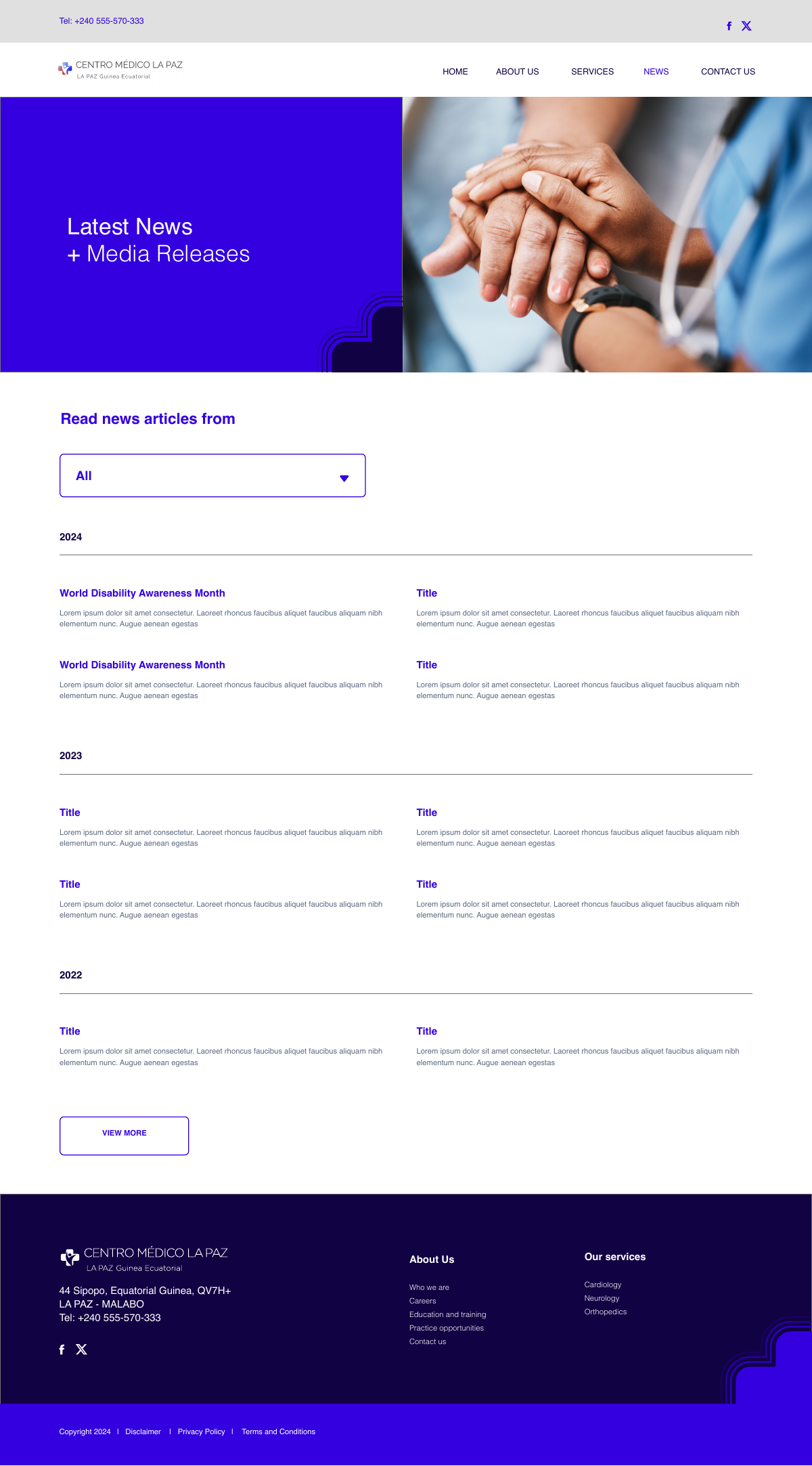 News & updates page design