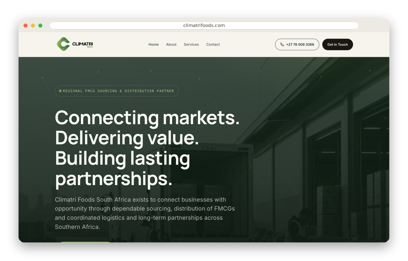 ClimatriFoods website mockup