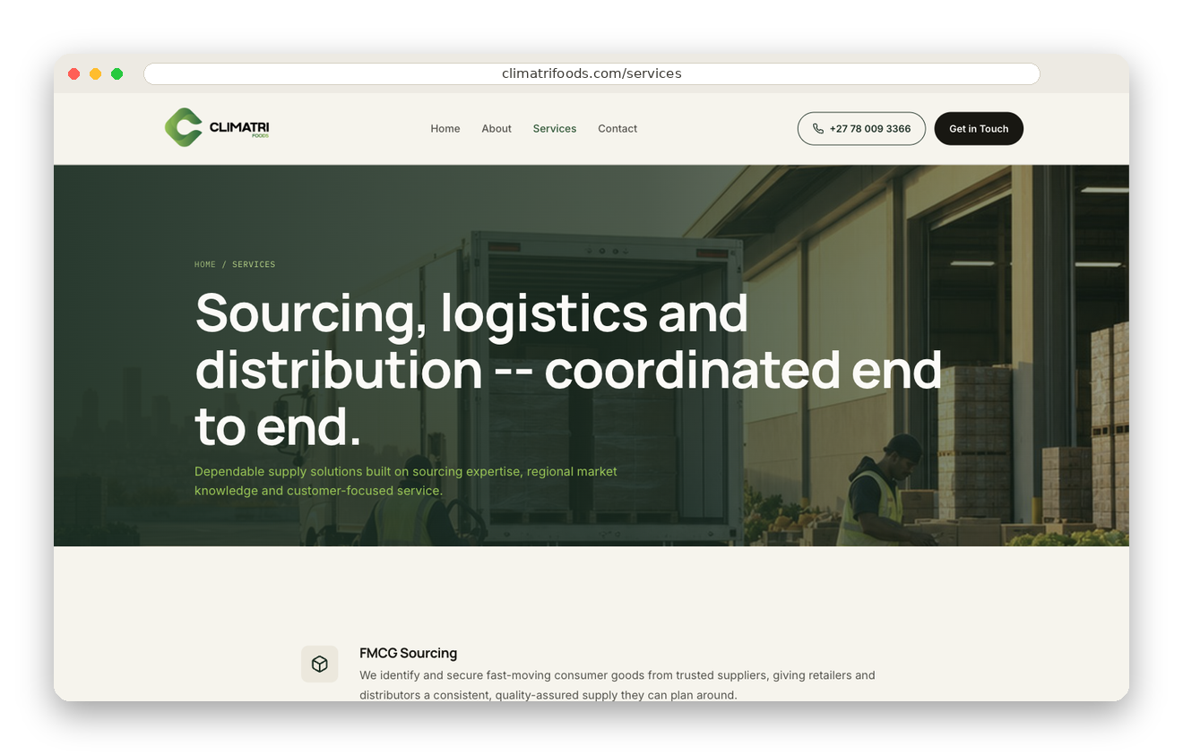 Services page mockup