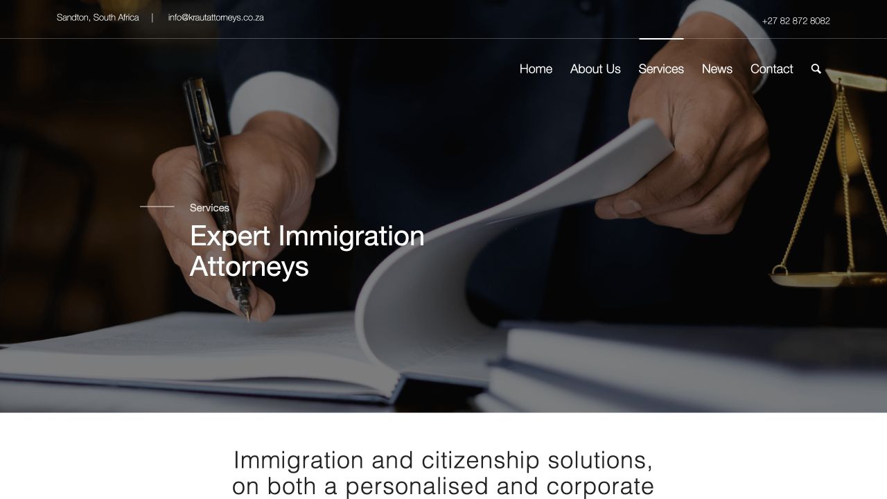 Services page user interface