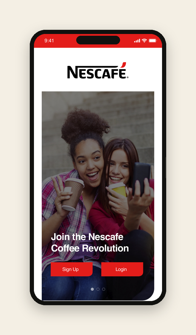 Nescafé Rewards app welcome screen mockup