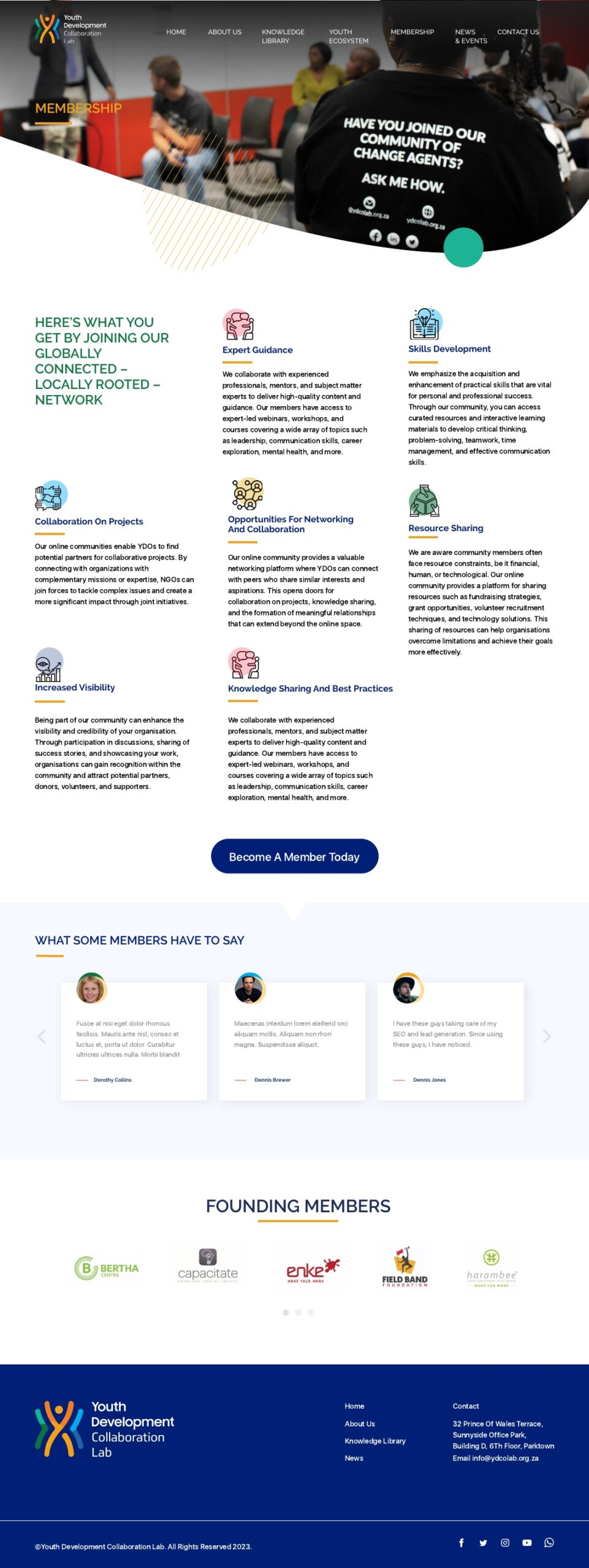 Membership page user-interface design