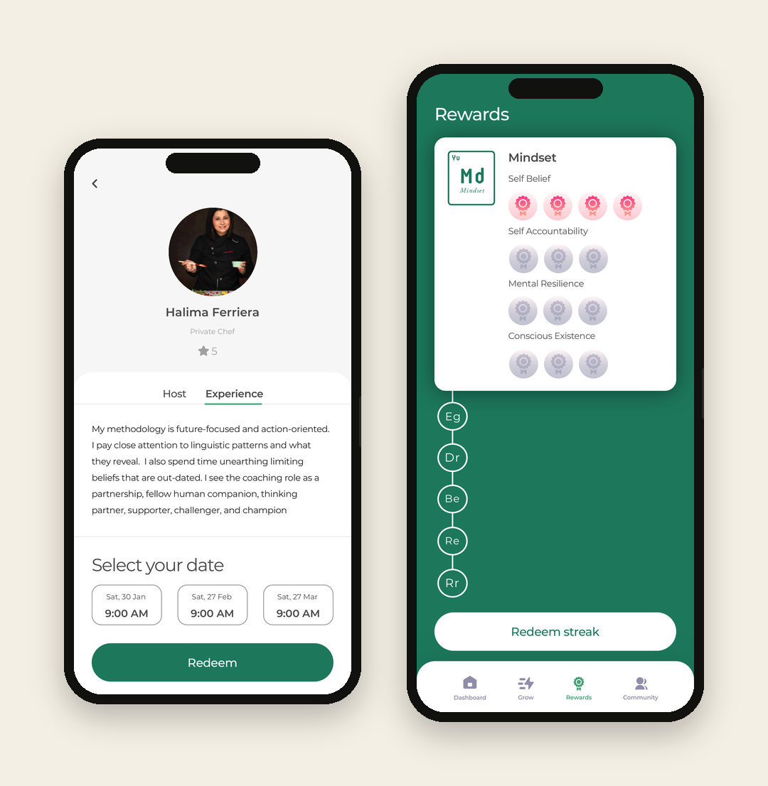 Coach booking and rewards screens